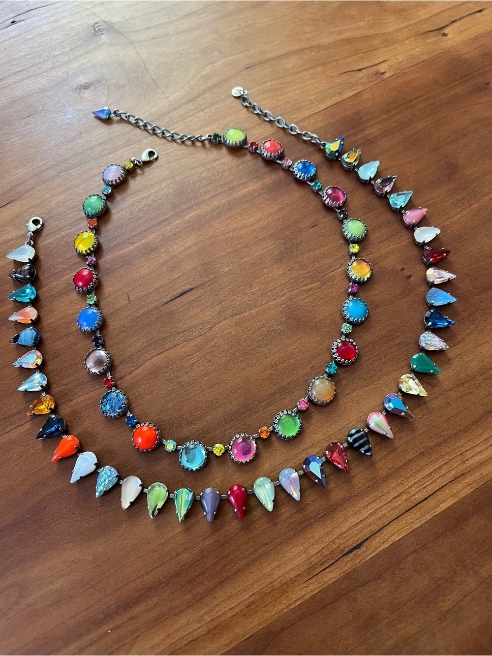 Vesper Obscura (Mia Vesper) layering choker necklace. Silver multi rainbow jewel